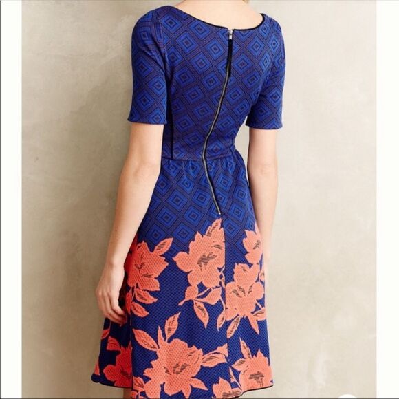 HD in Paris Anthropologie Blue, Coral, Black Dress With Pockets - Picture 2 of 7